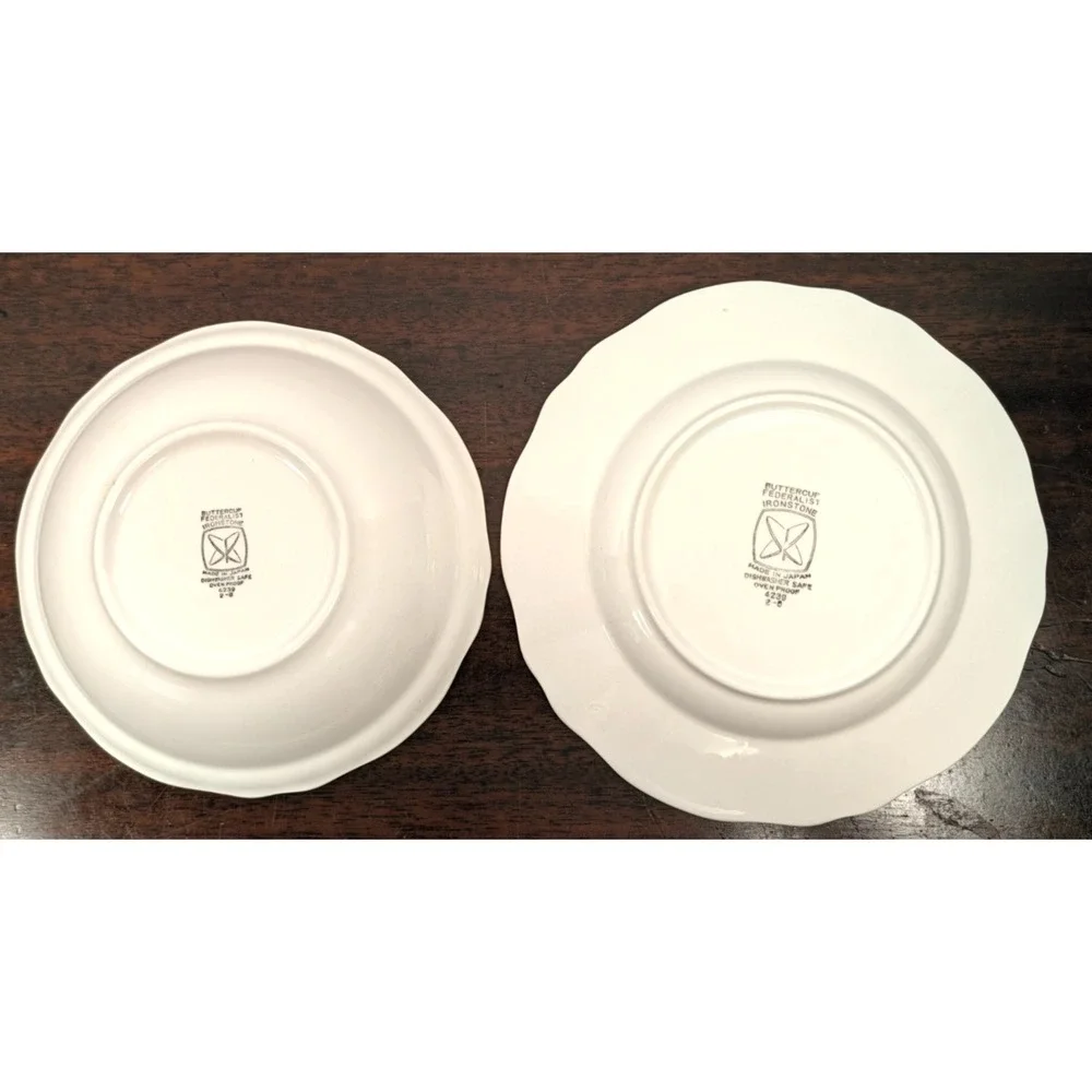 Vintage 1960s Federalist Ironstone Buttercup Yellow Plate & Bowl Set Japan 4239